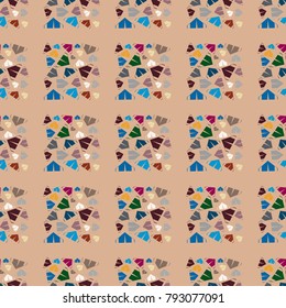 New color seamless pattern with cartoon camping tent.