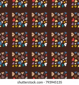 New color seamless pattern with cartoon camping tent.