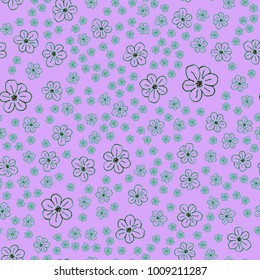New color seamless pattern with many flower.
