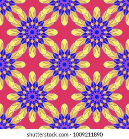 New color seamless pattern with many flower.