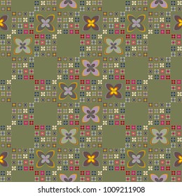 New color seamless pattern with many flower.