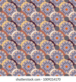 New color seamless pattern with many flower.