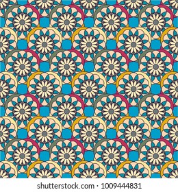 New color seamless pattern with many flower.