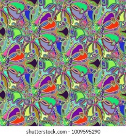 New color seamless pattern with many flower.