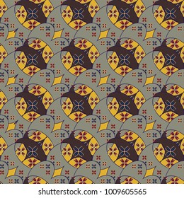 New color seamless pattern with many flower.