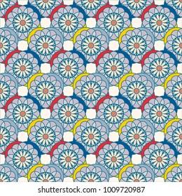 New color seamless pattern with many flower.