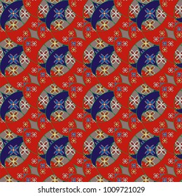 New color seamless pattern with many flower.