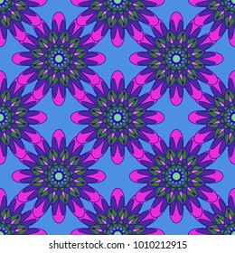 New color seamless pattern with many flower.