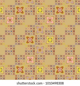 New color seamless pattern with many flower.