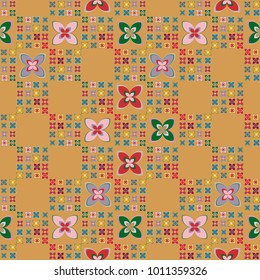 New color seamless pattern with many flower.