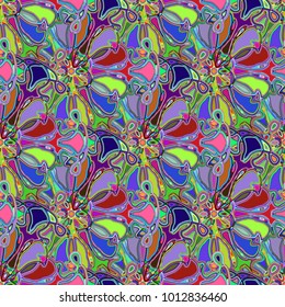 New color seamless pattern with many flower.