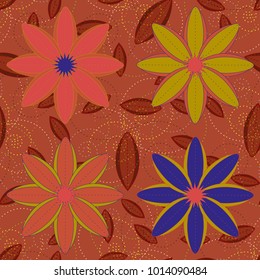 New color seamless pattern with many flower.