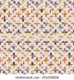 New color seamless pattern with many flower.
