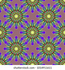 New color seamless pattern with many flower.
