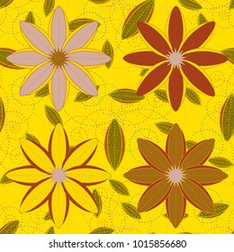 New color seamless pattern with many flower.