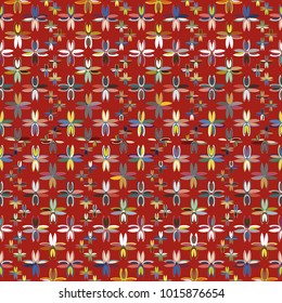 New color seamless pattern with many flower.