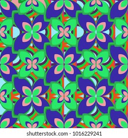 New color seamless pattern with many flower.