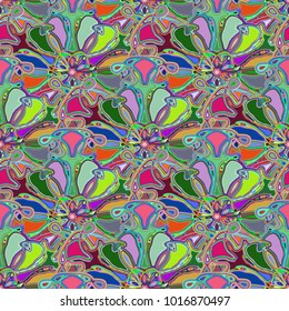 New color seamless pattern with many flower.