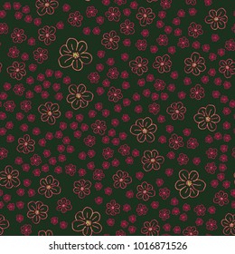 New color seamless pattern with many flower.