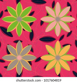 New color seamless pattern with many flower.