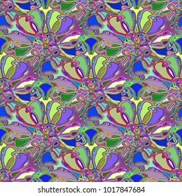 New color seamless pattern with many flower.