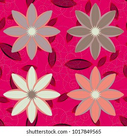 New color seamless pattern with many flower.