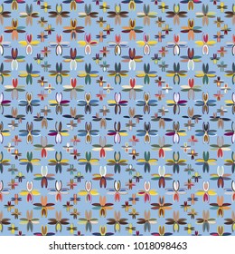 New color seamless pattern with many flower.