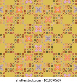 New color seamless pattern with many flower.