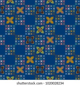 New color seamless pattern with many flower.