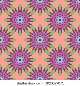New color seamless pattern with many flower.
