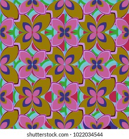 New color seamless pattern with many flower.