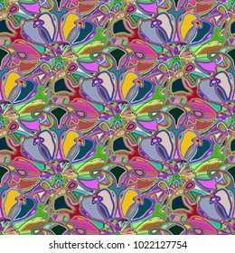 New color seamless pattern with many flower.