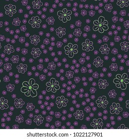 New color seamless pattern with many flower.