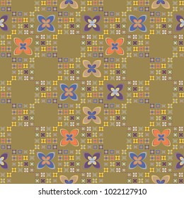New color seamless pattern with many flower.