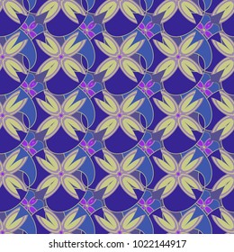 New color seamless pattern with many flower.