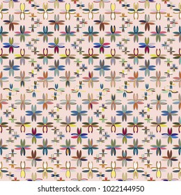 New color seamless pattern with many flower.