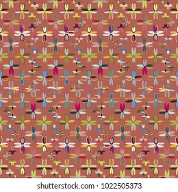 New color seamless pattern with many flower.