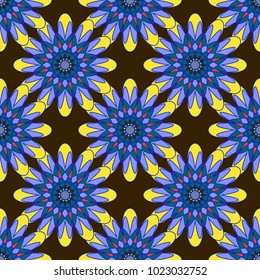 New color seamless pattern with many flower.