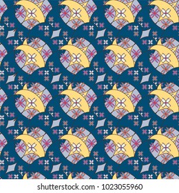 New color seamless pattern with many flower.
