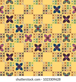 New color seamless pattern with many flower.