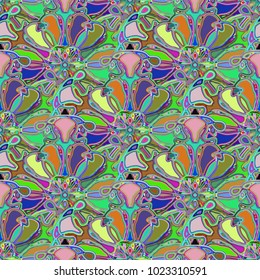 New color seamless pattern with many flower.