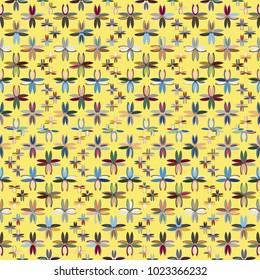 New color seamless pattern with many flower.
