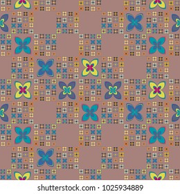 New color seamless pattern with many flower.