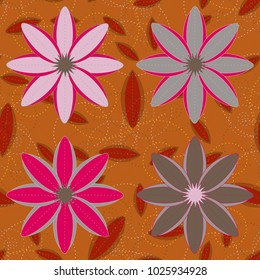 New color seamless pattern with many flower.