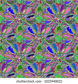 New color seamless pattern with many flower.