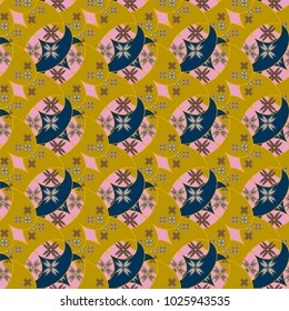 New color seamless pattern with many flower.