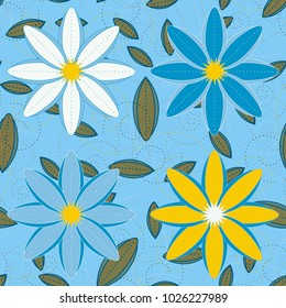 New color seamless pattern with many flower.