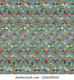 New color seamless pattern with many flower.
