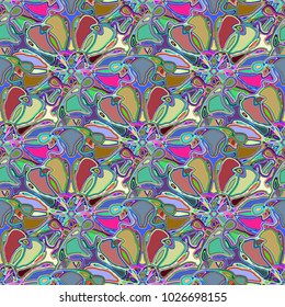 New color seamless pattern with many flower.
