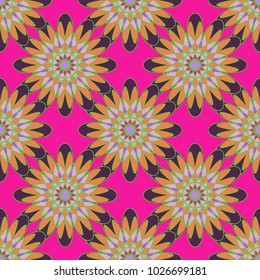 New color seamless pattern with many flower.